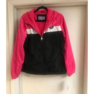 NWT~Madden Girl Pink~Black~White Colorblock All Weather Jacket Sz L